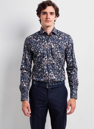 Chemise manches longues poignets boutonnés bleu CAMBERABERO homme