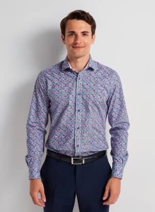 Chemise manches longues poignets boutonnés bleu CAMBERABERO homme