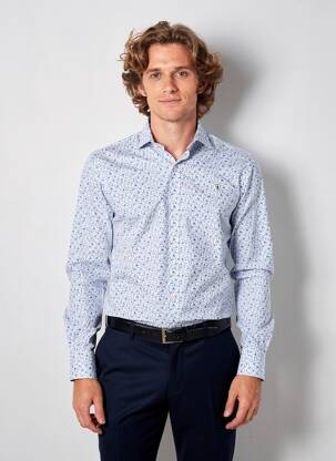 Chemise manches longues imprimé fleurs bleu CAMBERABERO homme