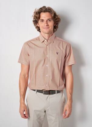 Chemise manches courtes imprimé fantaisie orange CAMBERABERO homme