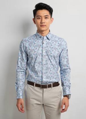 Chemise manches longues imprimé fleurs bleu CAMBERABERO homme