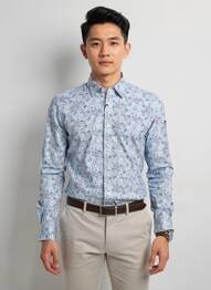 Chemise manches longues coupe cintrée bleu CAMBERABERO homme