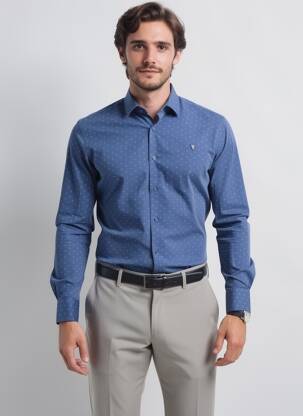 Chemise manches longues coupe cintrée bleu CAMBERABERO homme