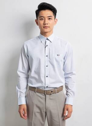 Chemise manches longues imprimé fantaisie bleu CAMBERABERO homme