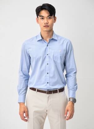 Chemise manches longues coupe cintrée bleu CAMBERABERO homme
