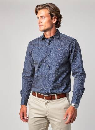 Chemise manches longues coupe cintrée bleu CAMBERABERO homme