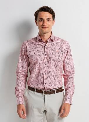 Chemise manches longues coupe cintrée rouge CAMBERABERO homme