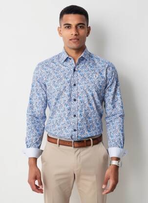 Chemise manches longues imprimé fantaisie bleu CAMBERABERO homme
