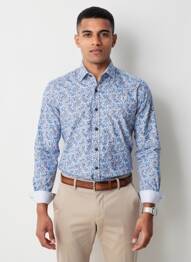 Chemise manches longues imprimé fantaisie bleu CAMBERABERO homme