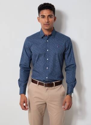 Chemise manches longues imprimé fantaisie bleu CAMBERABERO homme