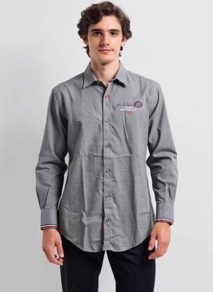 Chemise manches longues coupe droite gris CAMBERABERO homme
