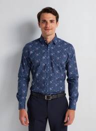Chemise manches longues imprimé fantaisie bleu CAMBERABERO homme