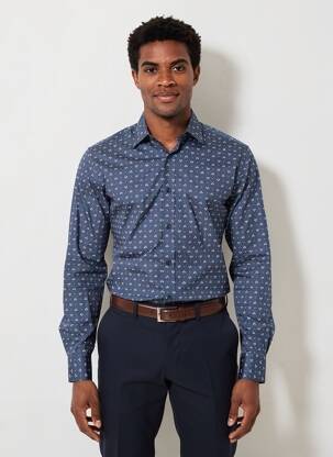 Chemise manches longues imprimé fantaisie bleu CAMBERABERO homme