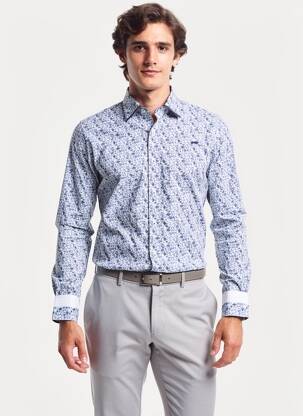 Chemise manches longues imprimé fantaisie bleu CAMBERABERO homme