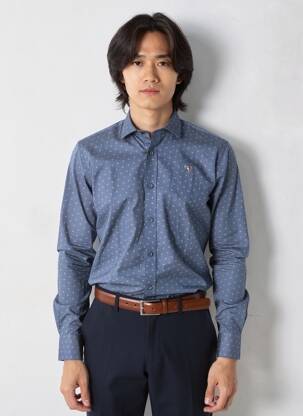Chemise manches longues imprimé fantaisie bleu CAMBERABERO homme