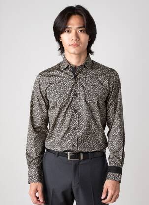 Chemise manches longues imprimé fantaisie noir CAMBERABERO homme