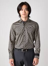 Chemise manches longues imprimé fantaisie noir CAMBERABERO homme