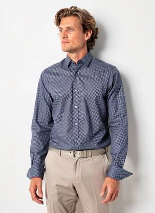 Chemise manches longues imprimé fantaisie bleu CAMBERABERO homme