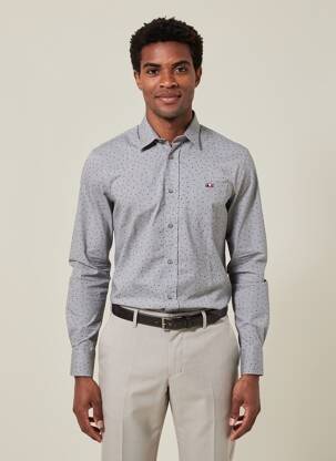 Chemise manches longues imprimé fantaisie gris CAMBERABERO homme