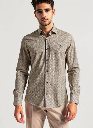 Chemise manches longues imprimé fantaisie jaune CAMBERABERO homme