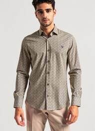 Chemise manches longues imprimé fantaisie jaune CAMBERABERO homme