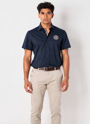 Chemise manches courtes coupe cintrée bleu CAMBERABERO homme
