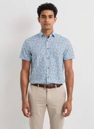 Chemise manches courtes coupe droite bleu CAMBERABERO homme