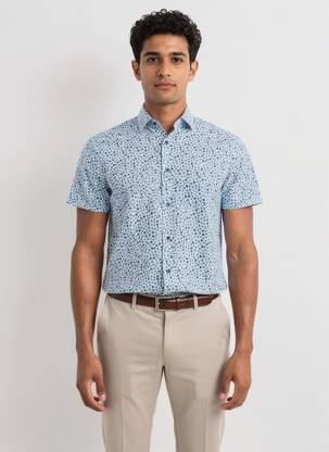 Chemise manches courtes coupe droite bleu CAMBERABERO homme