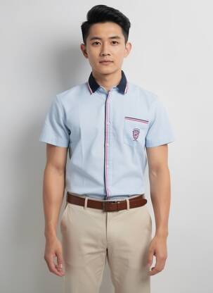 Chemise manches courtes poches bleu CAMBERABERO homme
