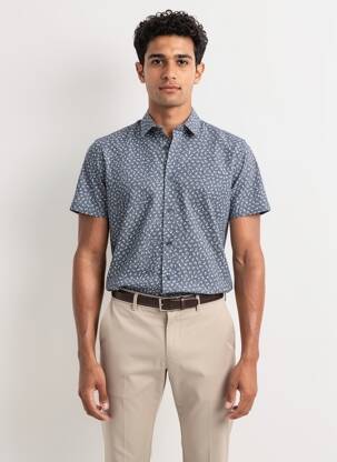 Chemise manches courtes coupe droite bleu CAMBERABERO homme