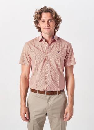 Chemise manches courtes imprimé fantaisie orange CAMBERABERO homme