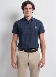 Chemise manches courtes coupe cintrée bleu CAMBERABERO homme