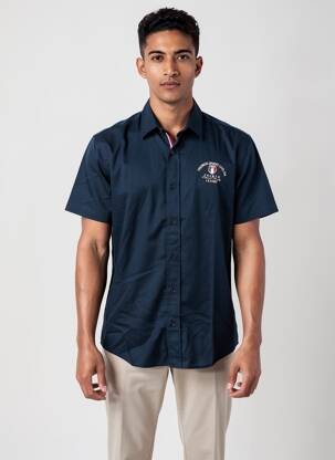 Chemise manches courtes coupe cintrée bleu CAMBERABERO homme