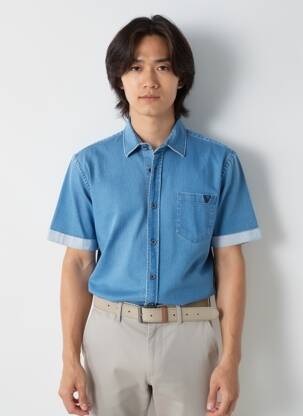 Chemise manches courtes poches bleu CAMBERABERO homme