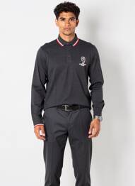 Polo tissage chiné manches longues gris CAMBERABERO homme
