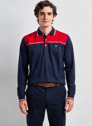 Polo manches longues manches longues bleu CAMBERABERO homme