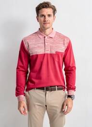 Polo tissage chiné manches longues rouge CAMBERABERO homme