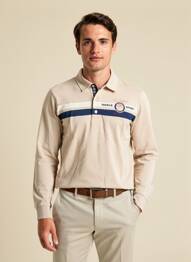 Polo sérigraphie manches longues beige CAMBERABERO homme