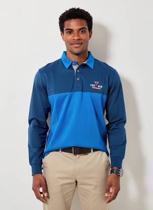 Polo sérigraphie manches longues bleu CAMBERABERO homme