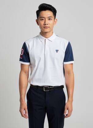 Polo tissage jersey manches courtes blanc CAMBERABERO homme