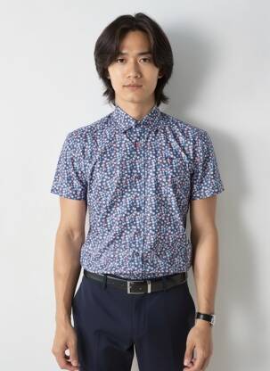 Chemise manches courtes coupe cintrée bleu CAMBERABERO homme