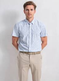 Chemise manches courtes coupe cintrée bleu CAMBERABERO homme