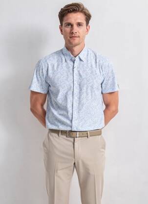 Chemise manches courtes coupe cintrée bleu CAMBERABERO homme