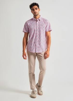 Chemise manches courtes coupe cintrée rose CAMBERABERO homme