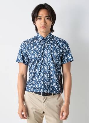 Chemise manches courtes coupe cintrée bleu CAMBERABERO homme