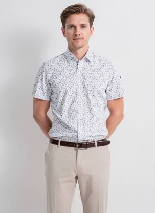 Chemise manches courtes coupe cintrée blanc CAMBERABERO homme