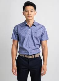 Chemise manches courtes coupe cintrée bleu CAMBERABERO homme