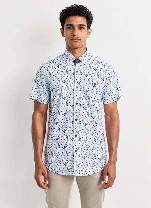 Chemise manches courtes coupe cintrée bleu CAMBERABERO homme
