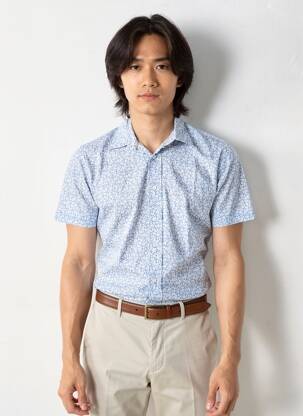Chemise manches courtes coupe cintrée bleu CAMBERABERO homme