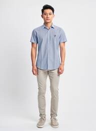 Chemise manches courtes coupe cintrée bleu CAMBERABERO homme